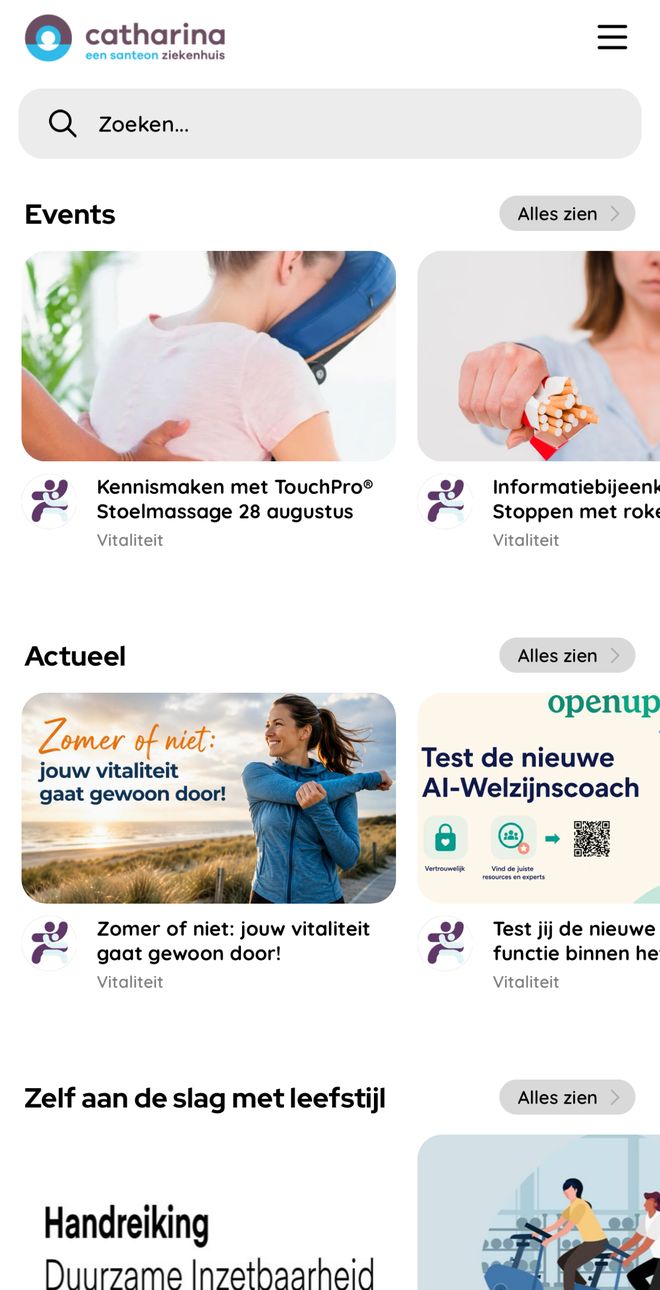 De app Catharina Vitaal op een telefoon