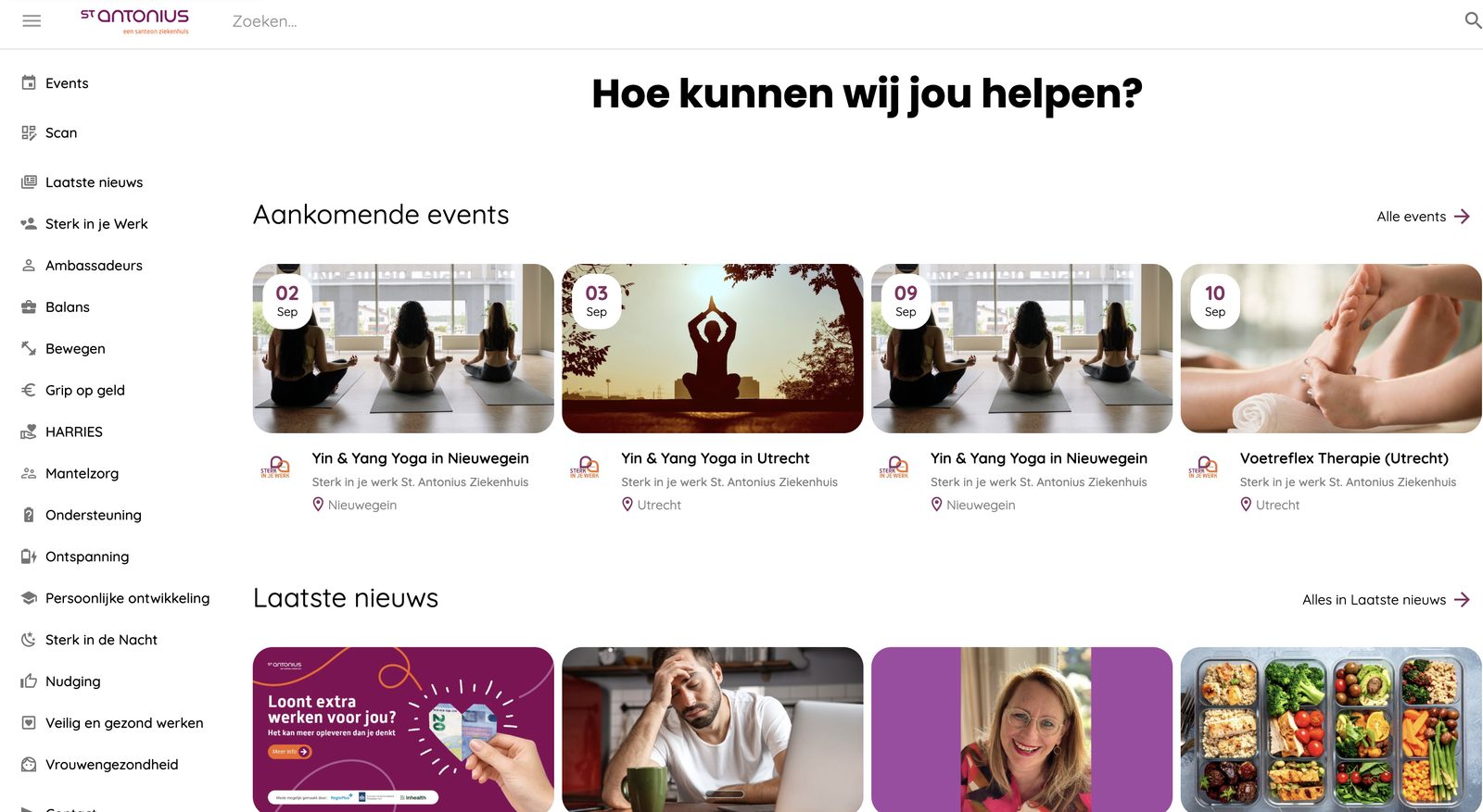 Het echte Antonius Fit-platform, met aankomende activiteiten en nieuws